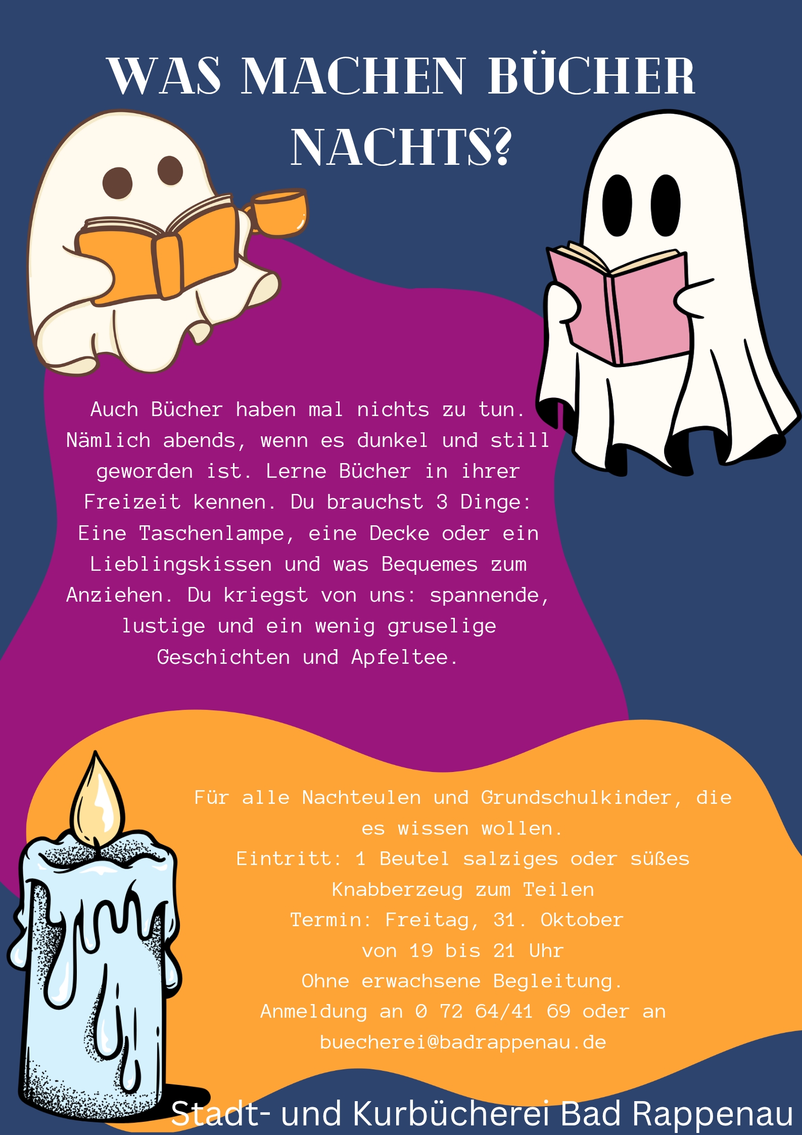 Poster Was machen Bücher nachts?
